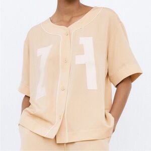 ZARA SATIN EMBROIDERED JERSEY SHIRT